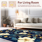 Midnight Floral Vines Stars Rug