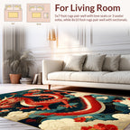 The Majestic Red Dragon Floral Rug