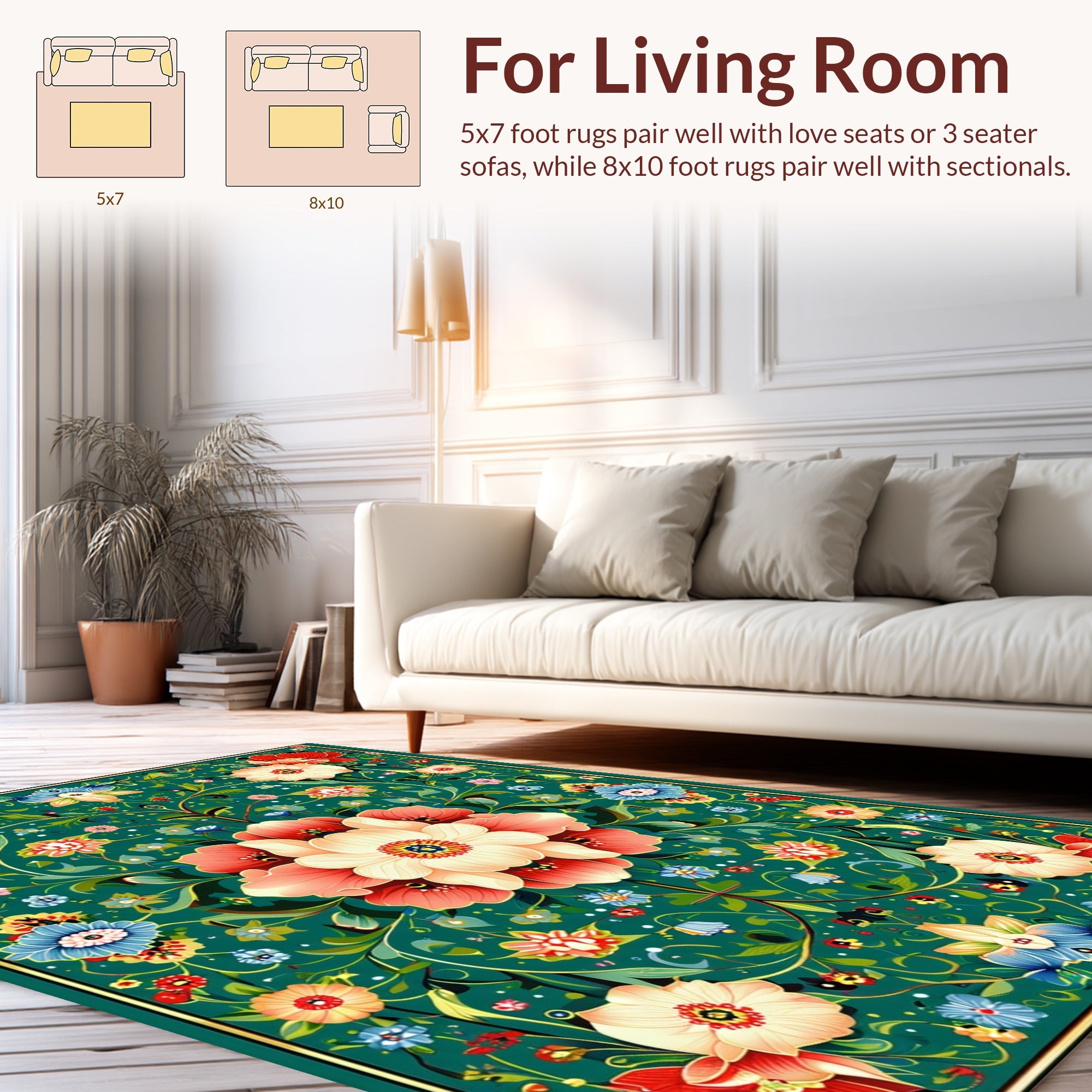 Intricate Floral Tapestry Design Rug