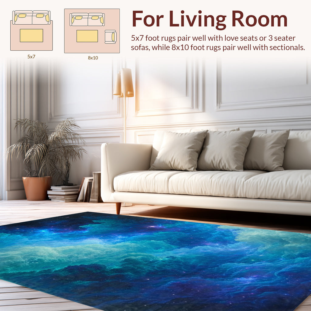Cosmic Nebula Swirls Abstract Design Rug