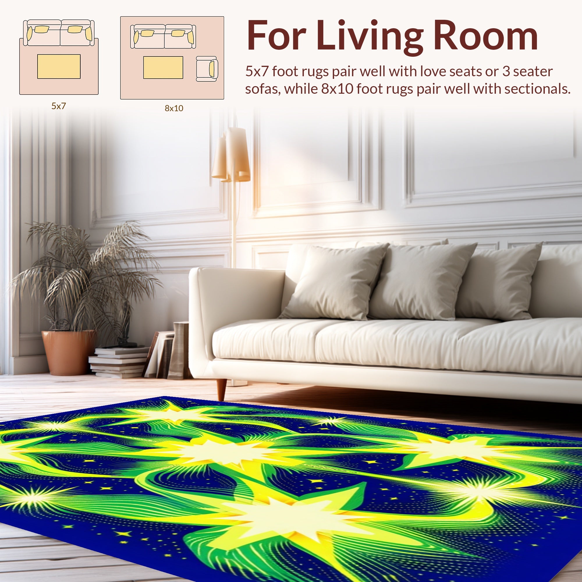 Celestial Starburst Pattern Design Rug
