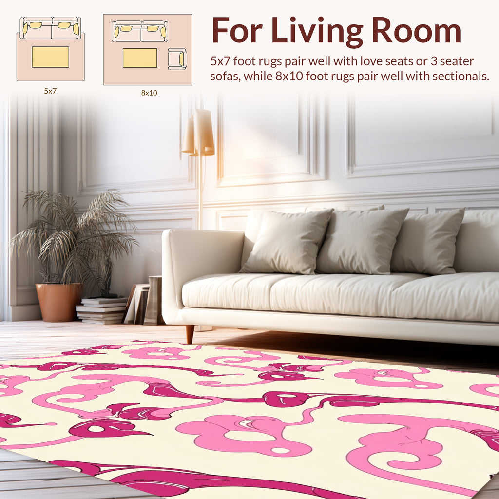 Abstract Pink Swirls Pattern Rug