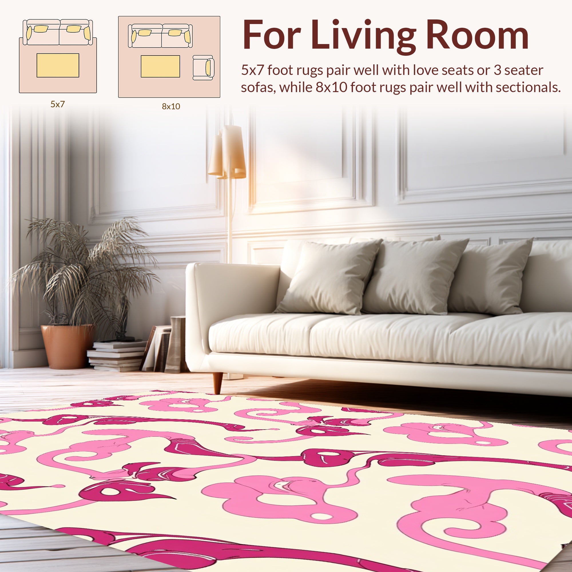 Abstract Pink Swirls Pattern Rug