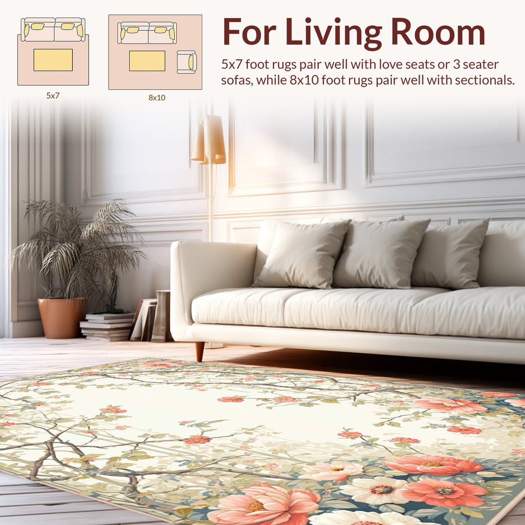 Elegant Floral Arch Botanical Pattern Rug