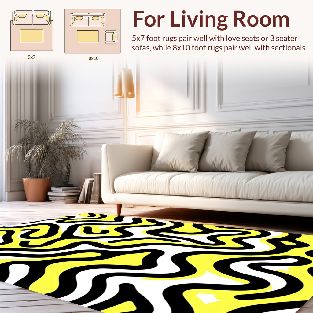 Bold Labyrinth Yellow Graphic Rug