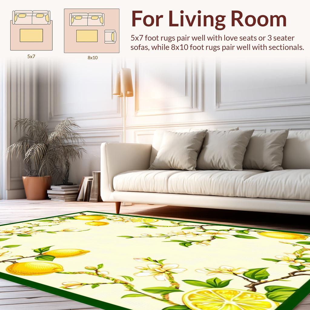 Lemon Blossom Branch Art Rug