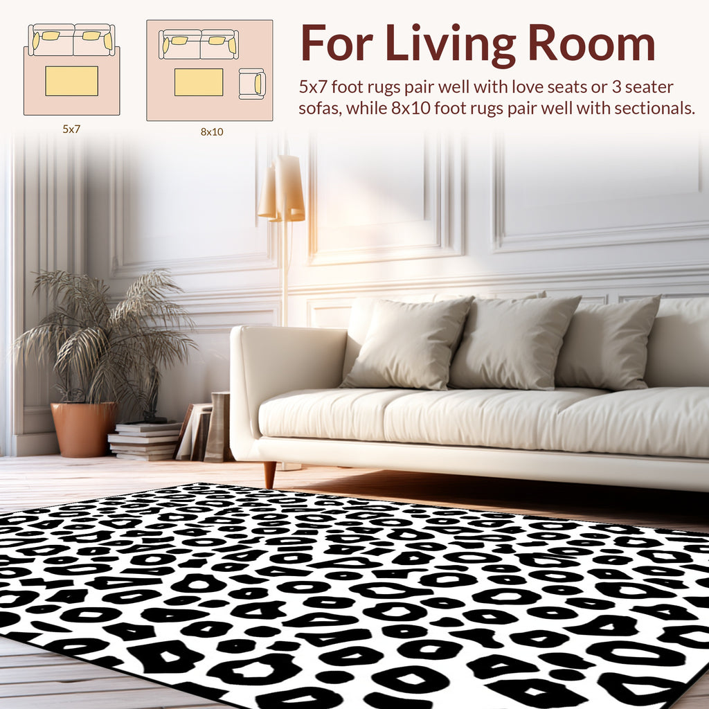 Bold Black Animal Print Pattern Rug
