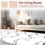 Elegant Black White Floral Lines Rug