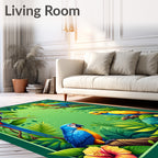 Tropical Rainforest Parrot Floral Pattern Rug
