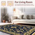 Elegant Floral Patterned Indigo Rug