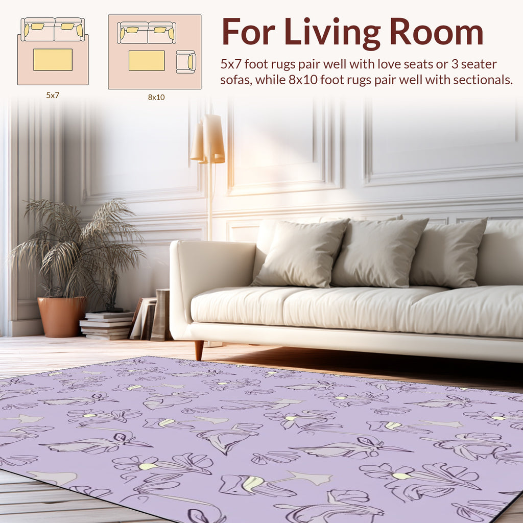 Delicate Floral Outline Pattern Rug