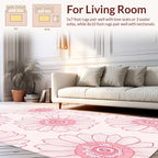 Pink Floral Outline Pattern Rug