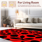 Bold Black Floral Silhouette Design Rug