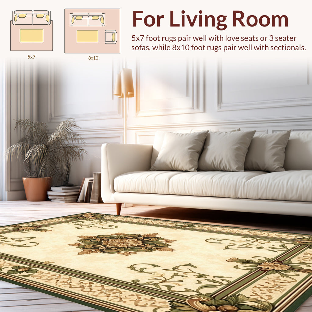 Elaborate Floral Crested Golden Rug