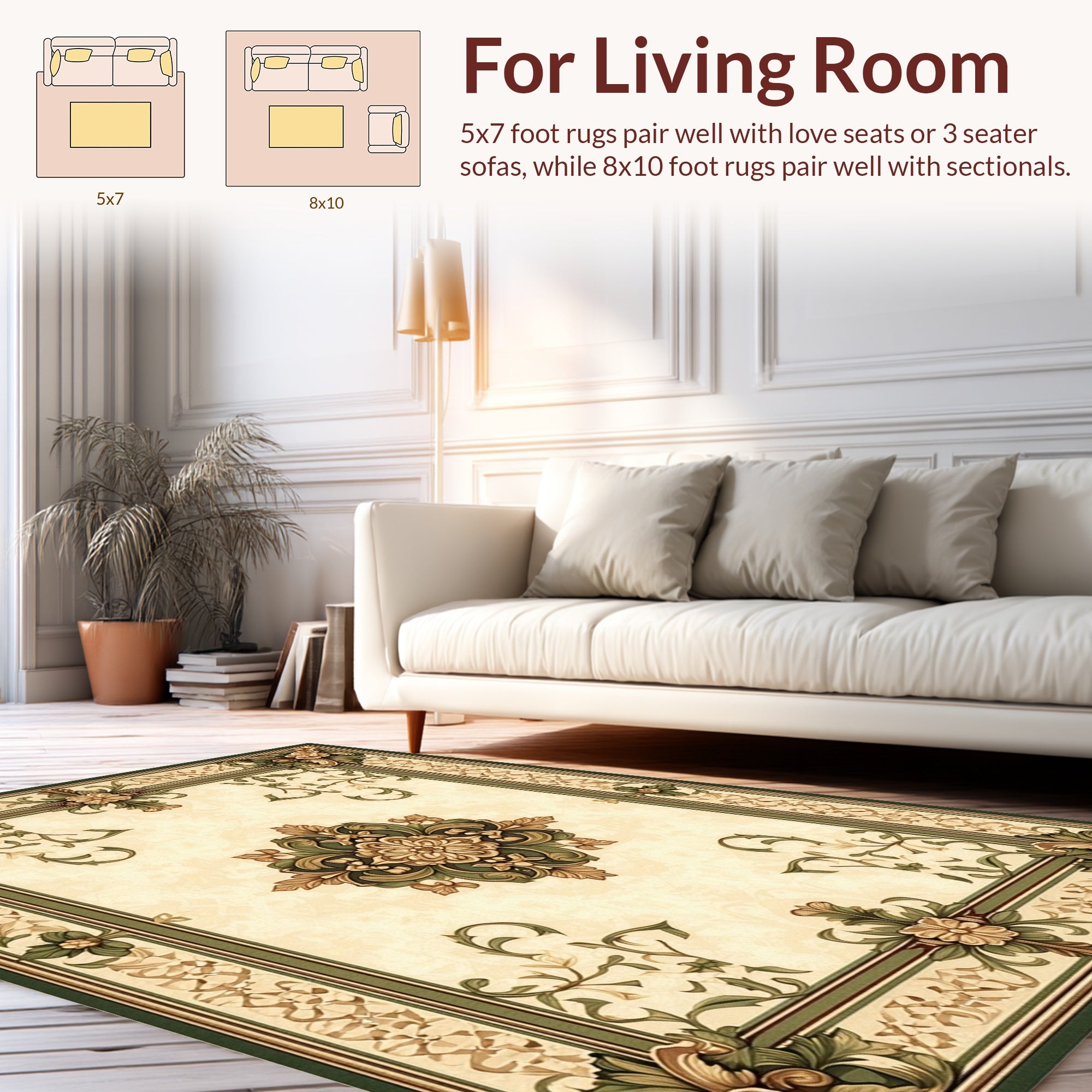 Elaborate Floral Crested Golden Rug