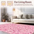 Pink Abstract Flowing Floral Pattern Rug
