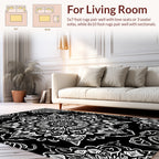 Intricate Black White Mandala Pattern Rug