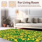 Bold Green Floral Pattern Design Rug