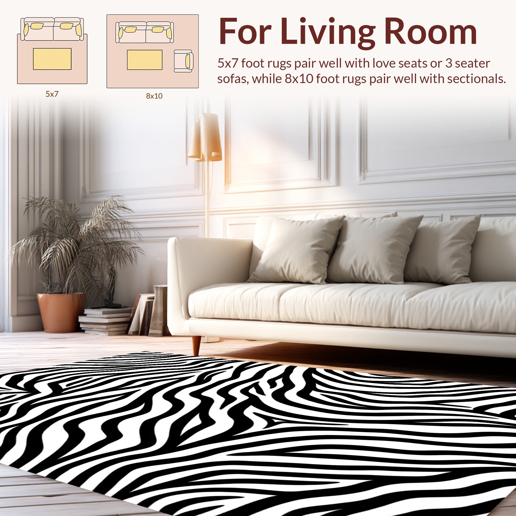 Bold Black White Zebra Stripes Rug