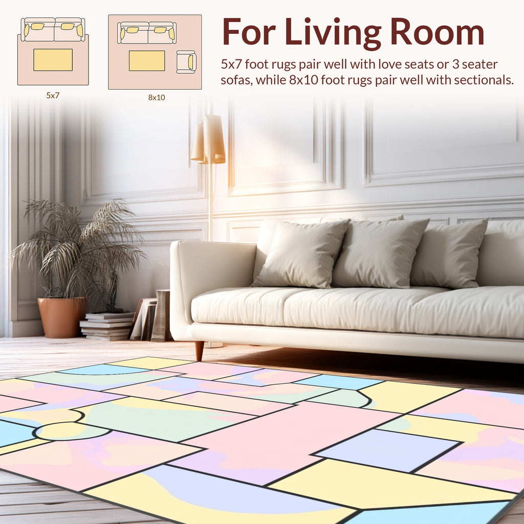 Pastel Geometric Organic Shapes Rug