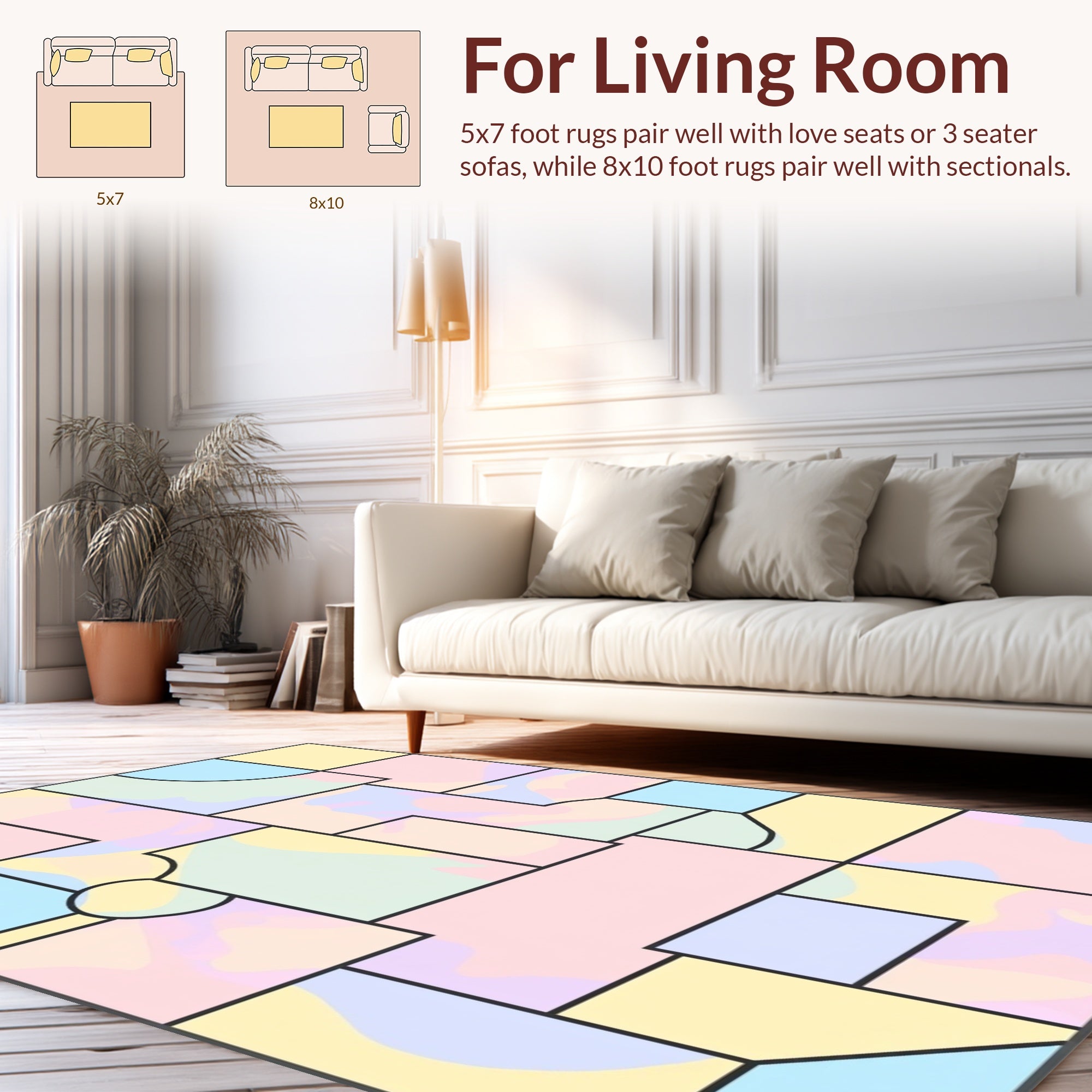 Pastel Geometric Organic Shapes Rug