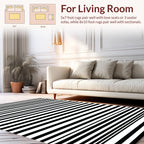 Modern Black White Stripe Design Rug