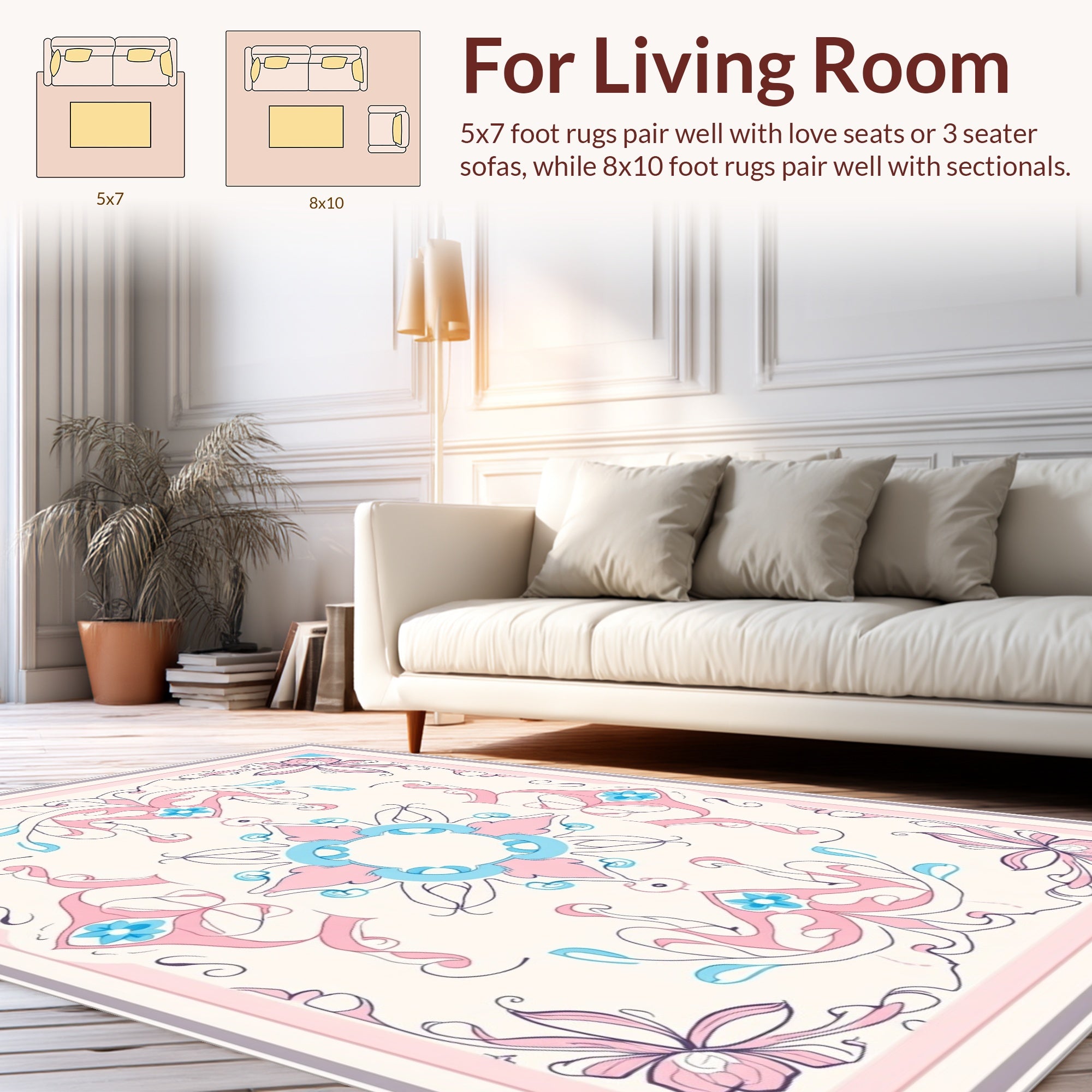 Ornate Floral Swirls Pastel Rug