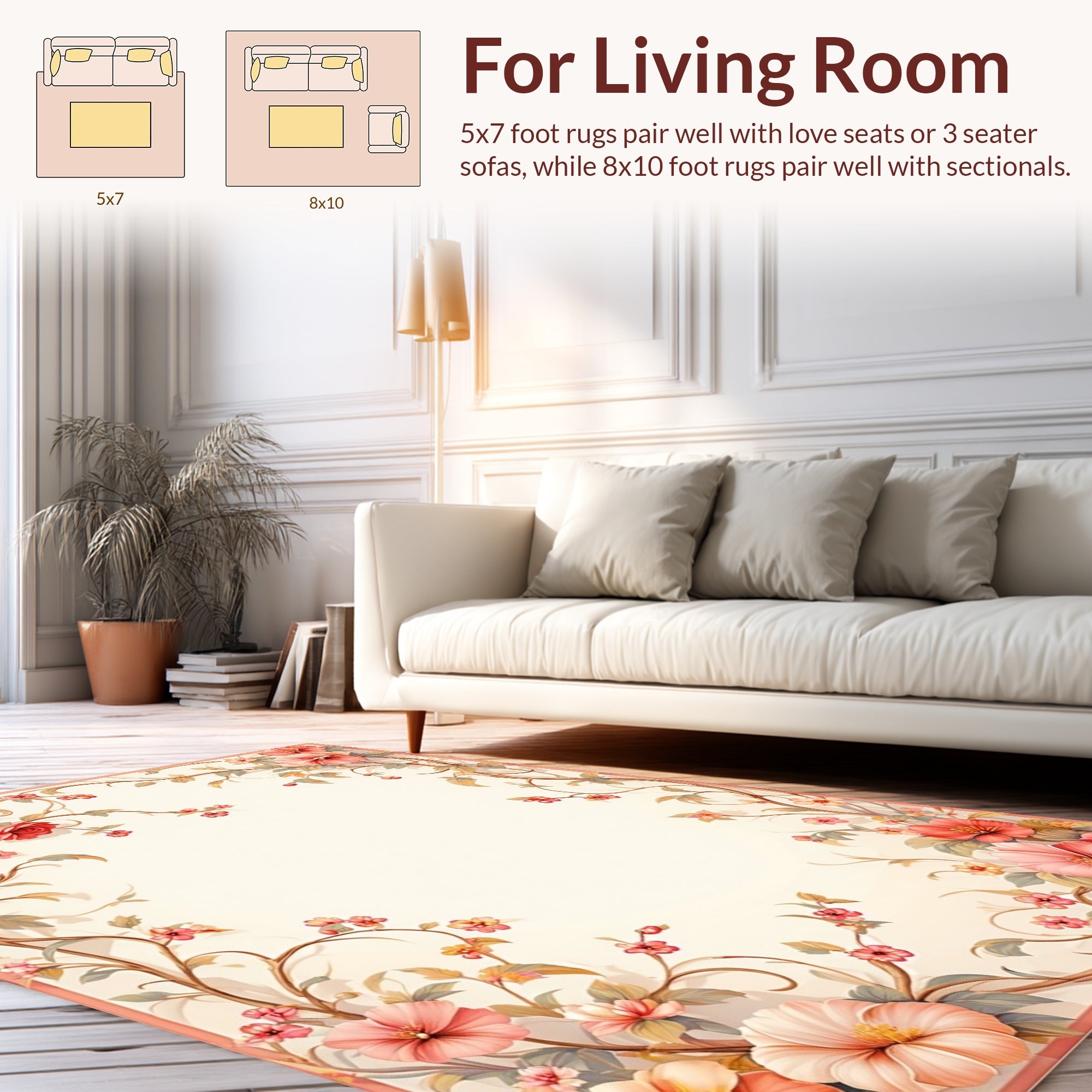 Vintage Floral Vine Pattern Rug