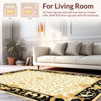 Ornate Gold Floral Scroll Pattern Rug