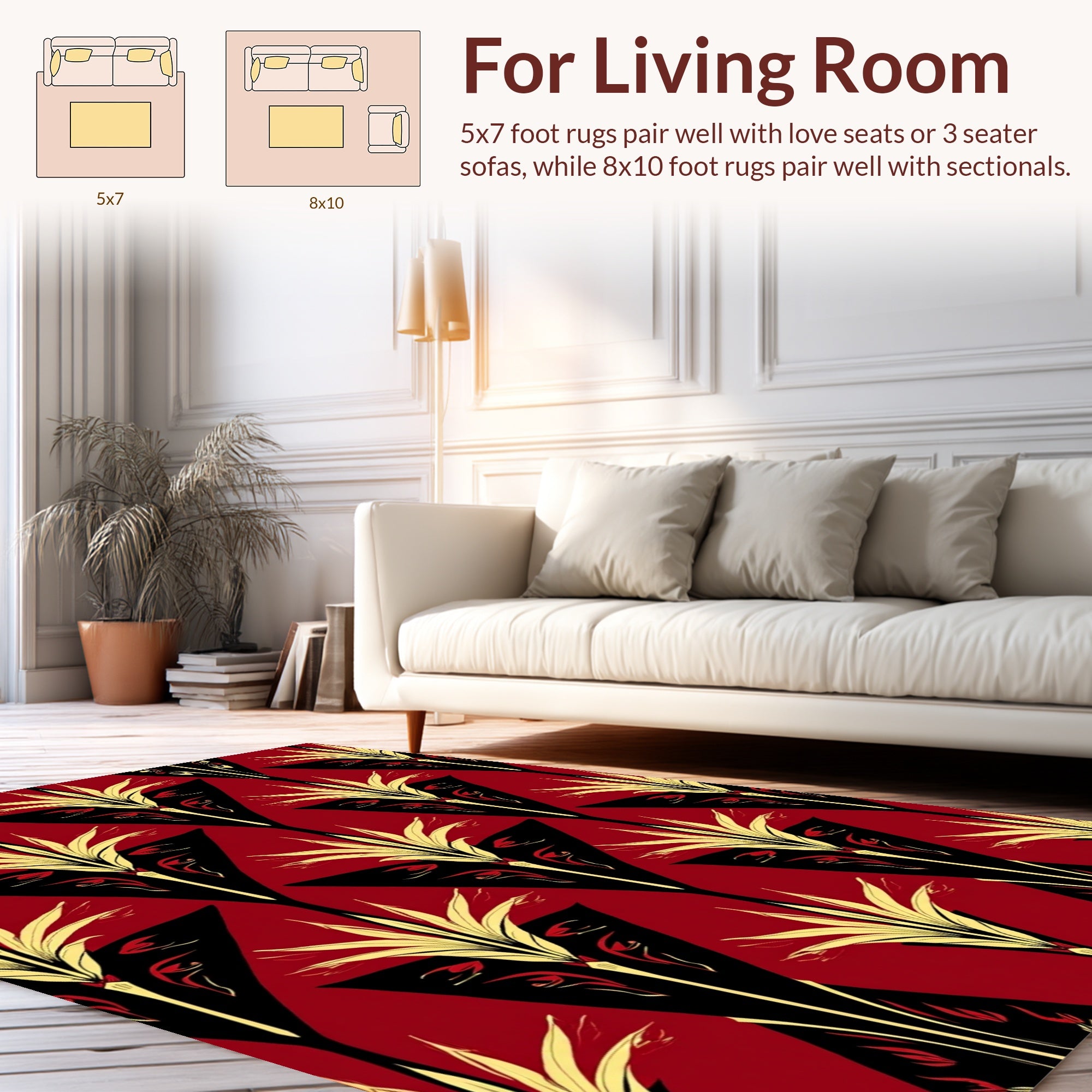 Art Deco Floral Geometric Design Rug