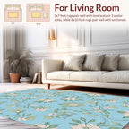 White Floral Vine Botanical Pattern Rug