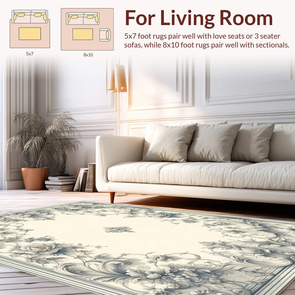 Elegant Floral Scrollwork Pattern Rug