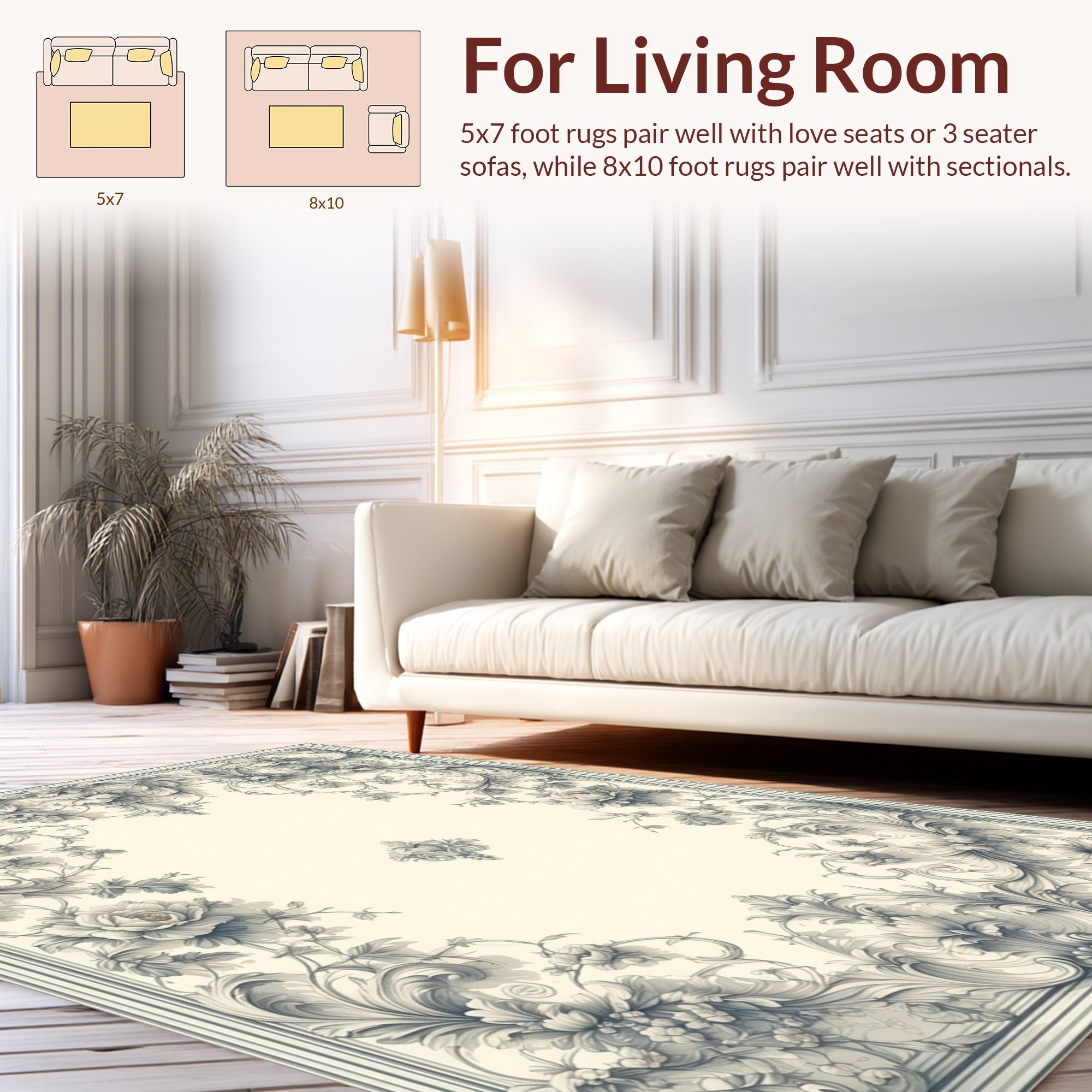Elegant Floral Scrollwork Pattern Rug
