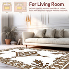 Elegant Brown Floral Scroll Pattern Rug