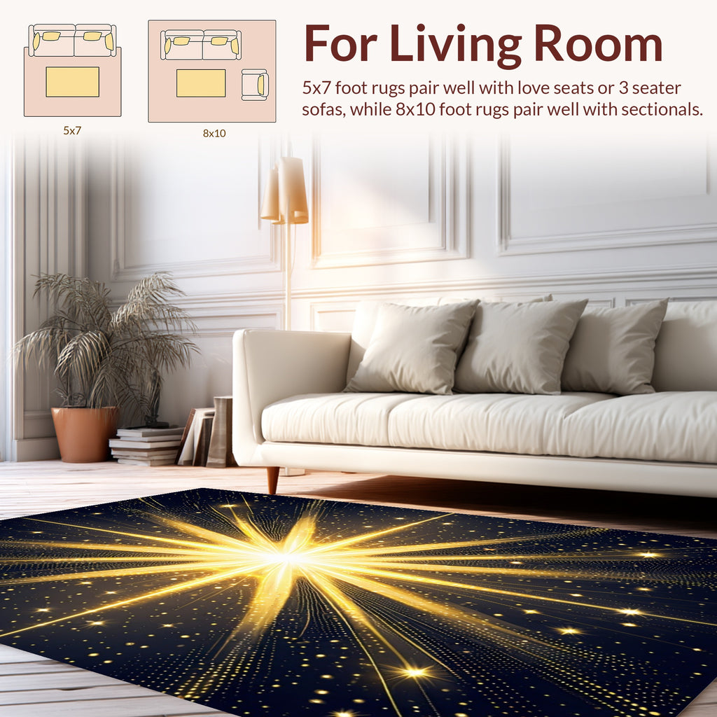 Golden Starburst Radiant Pattern Rug