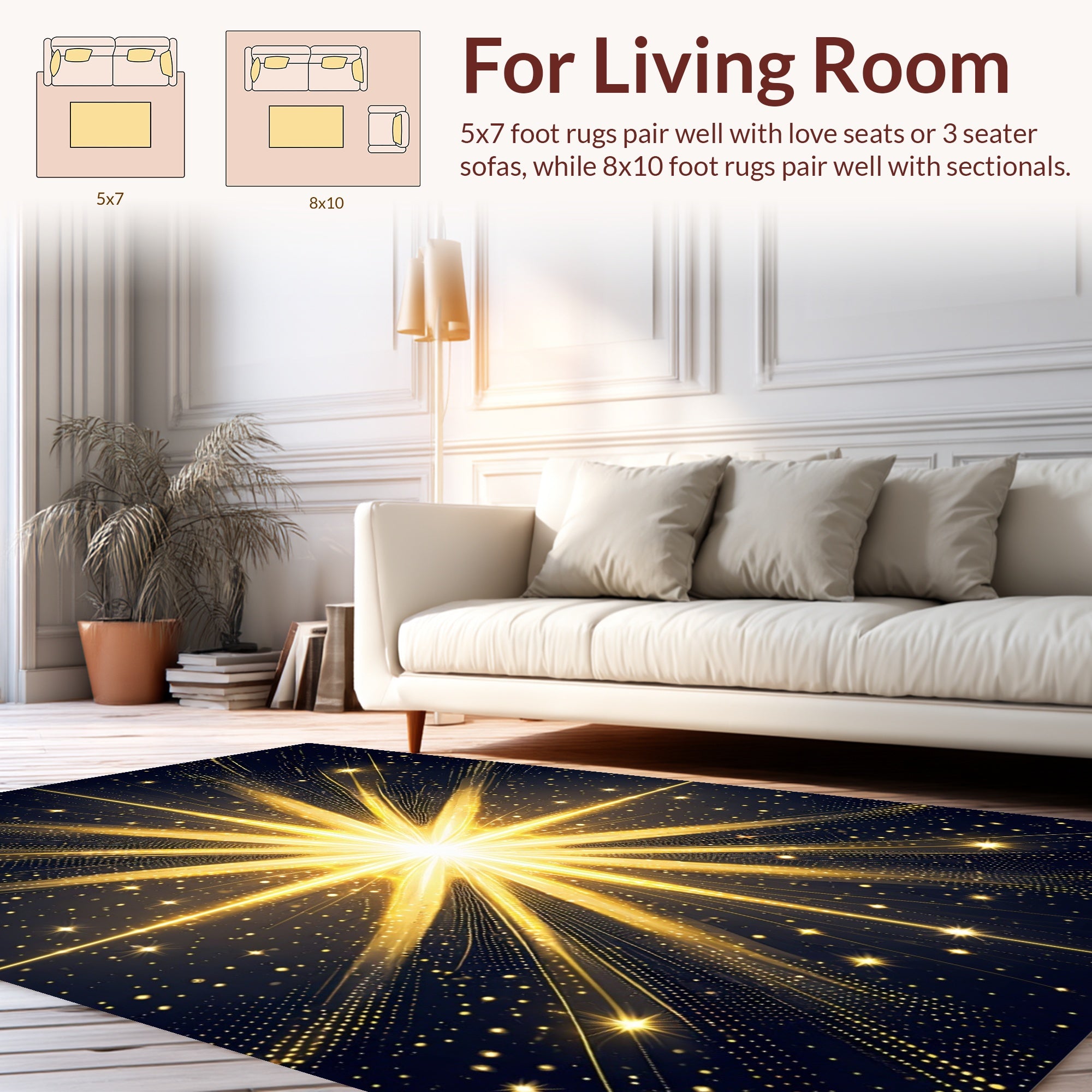 Golden Starburst Radiant Pattern Rug