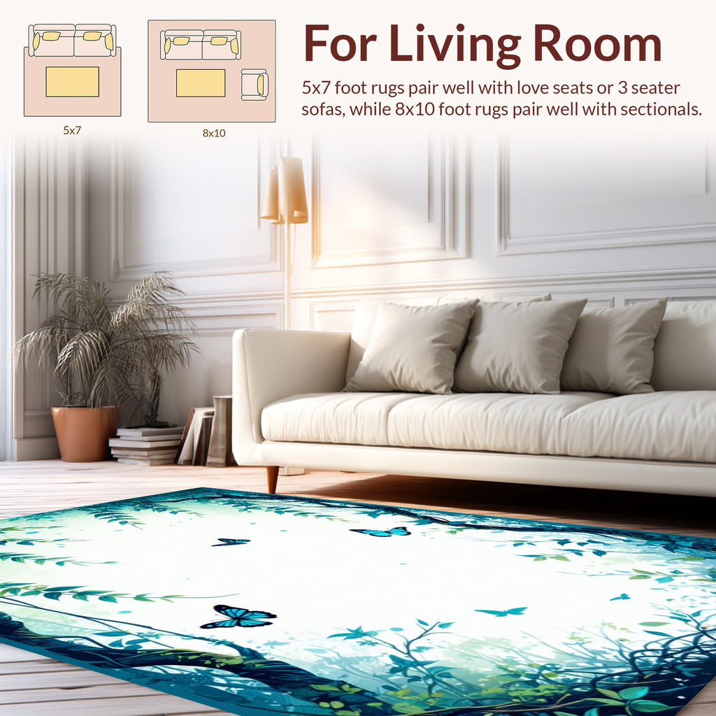 Enchanted Forest Butterfly Pattern Rug