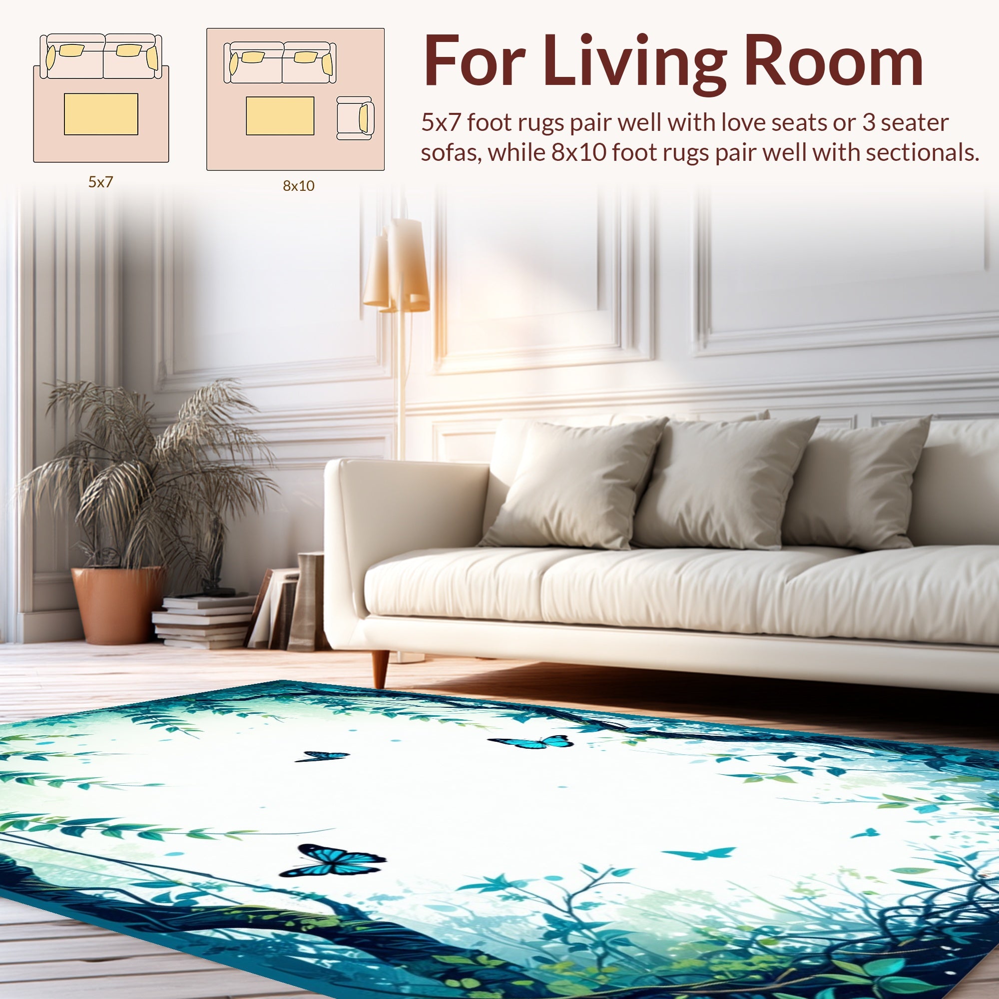 Enchanted Forest Butterfly Pattern Rug