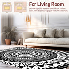 Black White Intricate Mandala Pattern Rug
