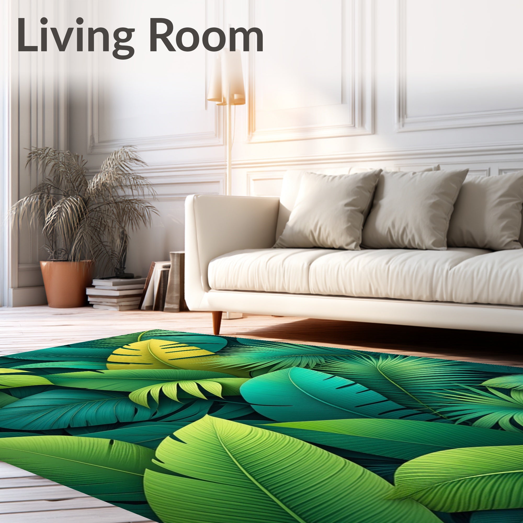 Tropical Leaf Pattern Lush Rug