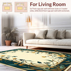 Floral Vines with Teal Gold Border Rug