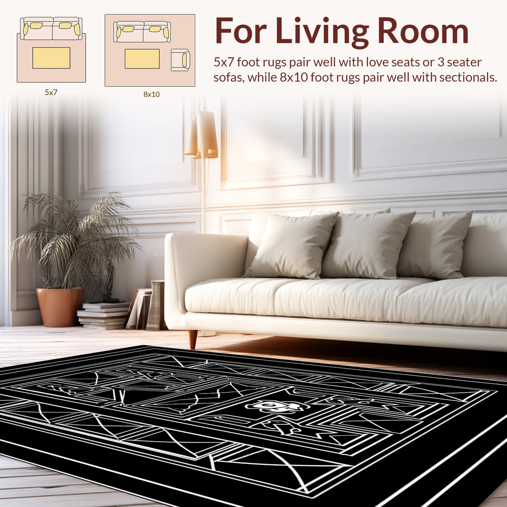 Bold Geometric Abstract Square Design Rug
