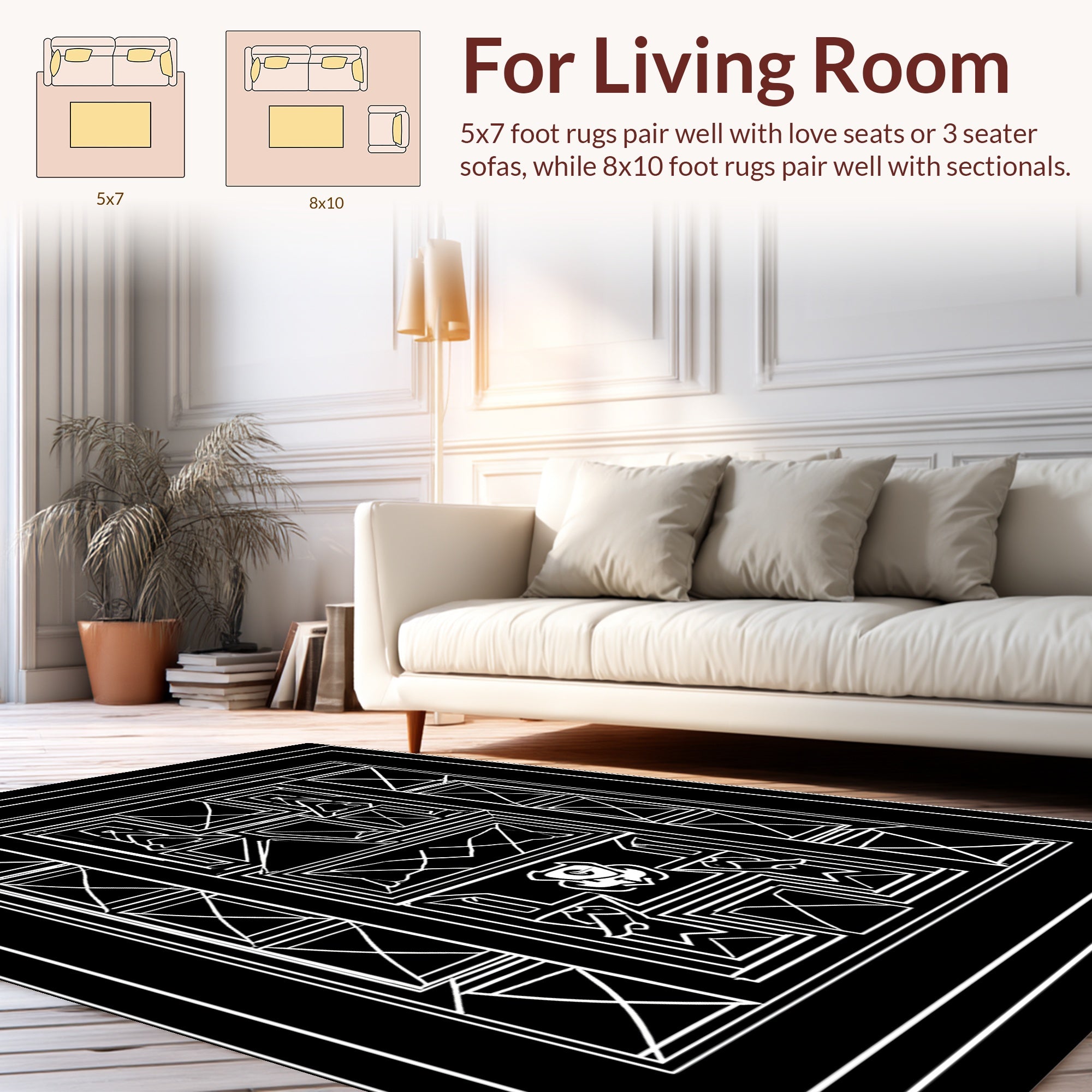 Bold Geometric Abstract Square Design Rug