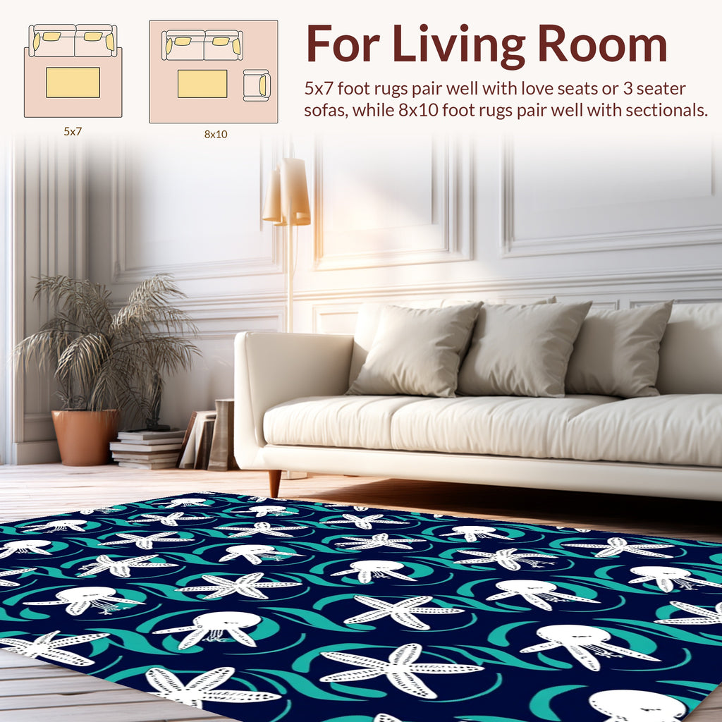 Marine Starfish and Sea Creature Pattern Rug