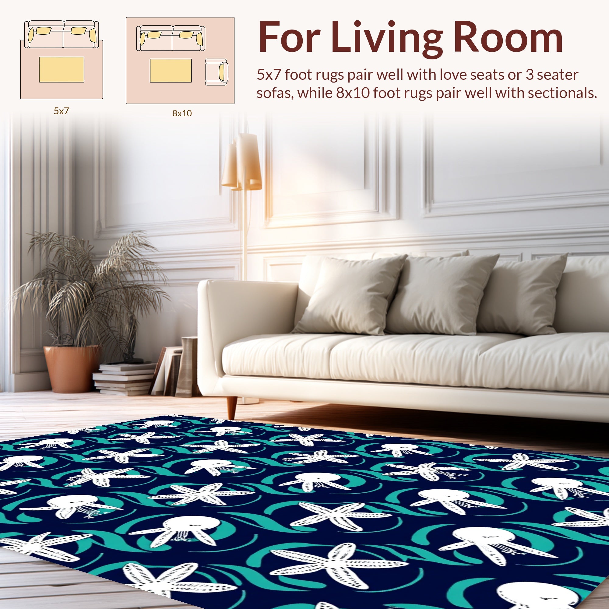Marine Starfish and Sea Creature Pattern Rug