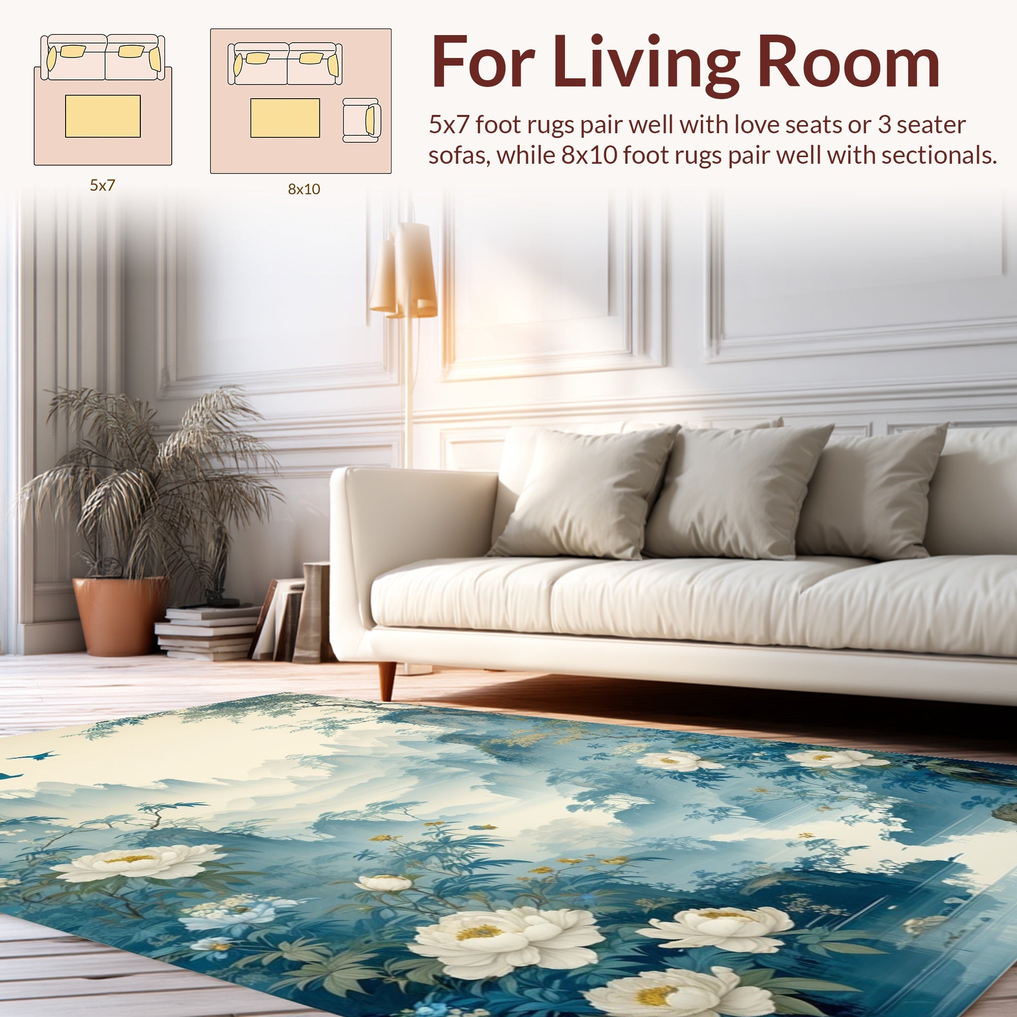 Misty Mountain Peony Landscape Rug