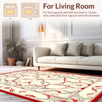 Ornate Red Cream Floral Swirls Area Rug