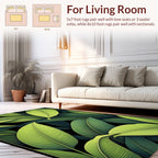 Lush Green Leaf Pattern Design Rug