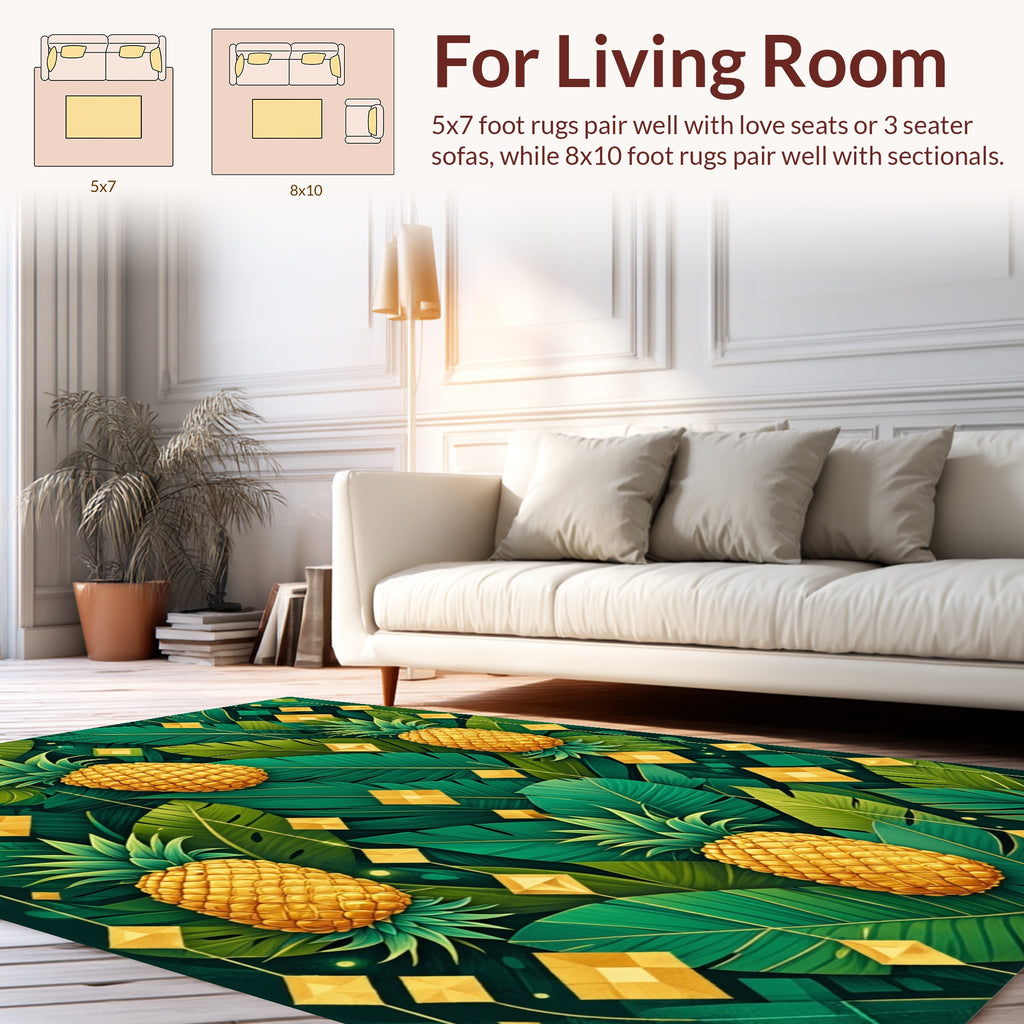 Tropical Pineapple Leaf Pattern Rug