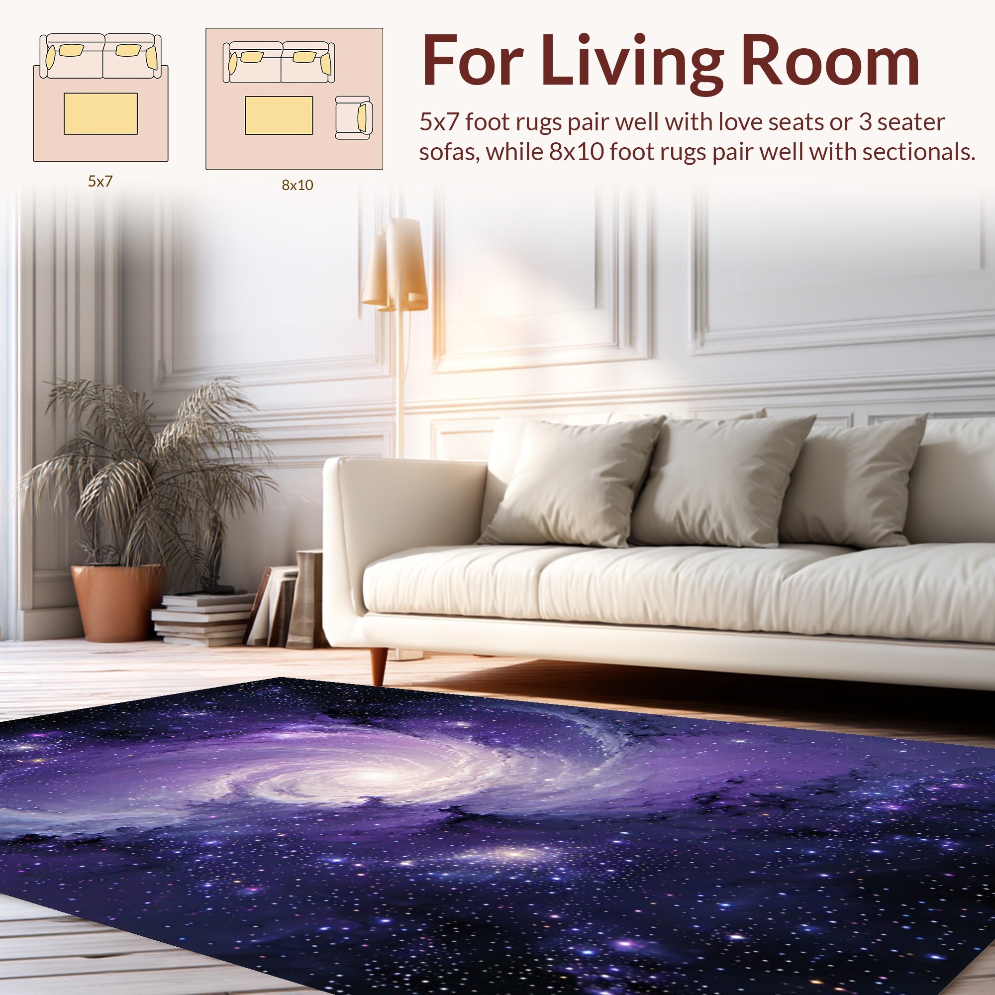 Galactic Swirl Starry Nebula Design Rug